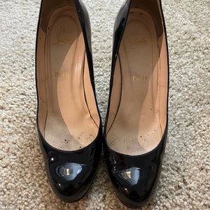 Christian Louboutin Black Patent wedges sz 39/8-8.5